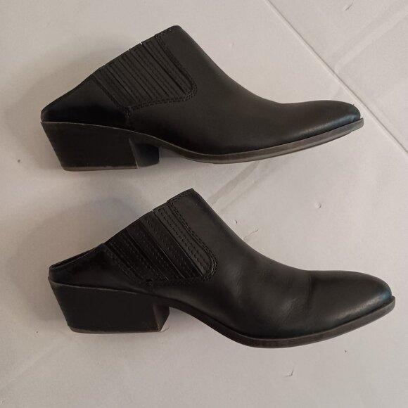 Frye Black Leather Slip-On Mule Clog Shoes Women’s Size 7M - Picture 6 of 16